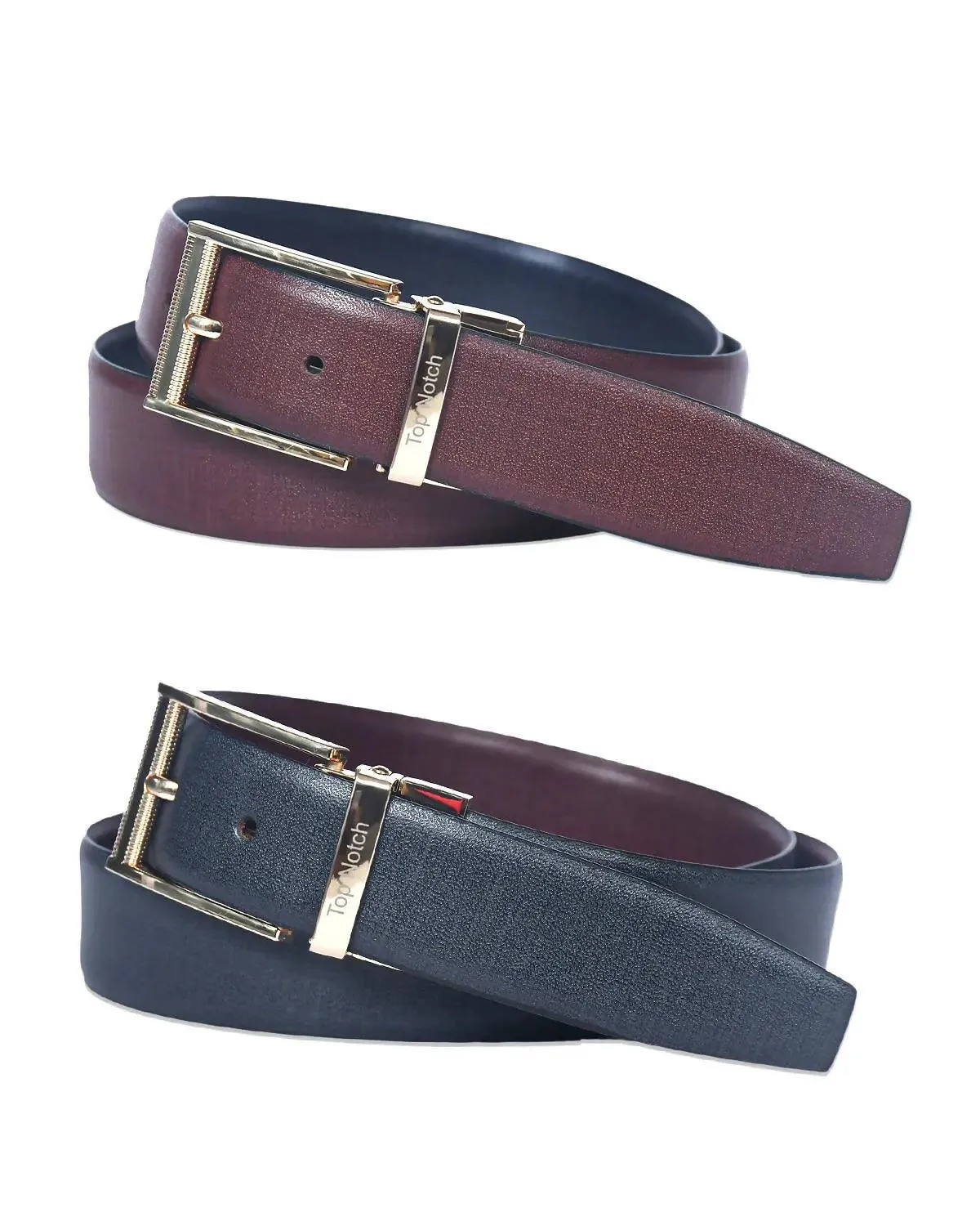 Top Notch Leather Belt for Men Colour - Black / Brown Reversible Italian Belt (SKU TP0020)