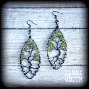 Tree of life earrings-Peridot earrings