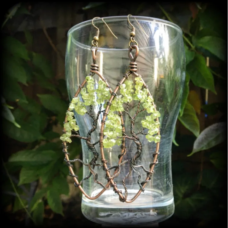 Tree of life earrings-Peridot earrings