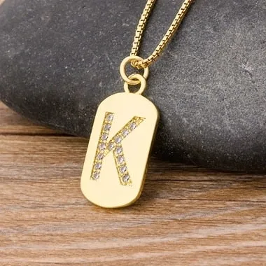 Trendy Initial Pendant Necklace with Initial A-Z Zircon in Gold Color