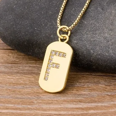 Trendy Initial Pendant Necklace with Initial A-Z Zircon in Gold Color