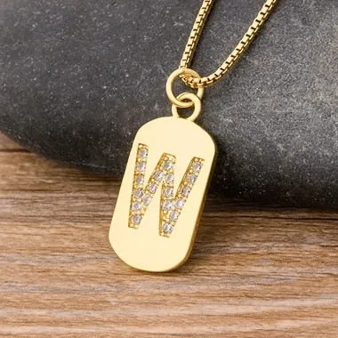 Trendy Initial Pendant Necklace with Initial A-Z Zircon in Gold Color