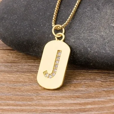 Trendy Initial Pendant Necklace with Initial A-Z Zircon in Gold Color