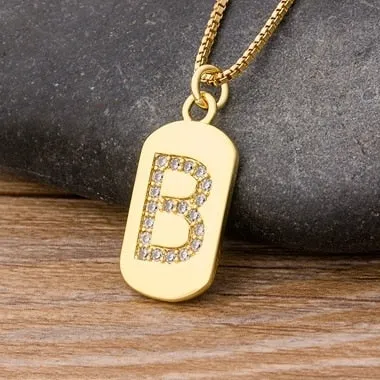 Trendy Initial Pendant Necklace with Initial A-Z Zircon in Gold Color