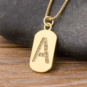 Trendy Initial Pendant Necklace with Initial A-Z Zircon in Gold Color