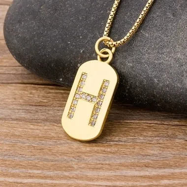 Trendy Initial Pendant Necklace with Initial A-Z Zircon in Gold Color