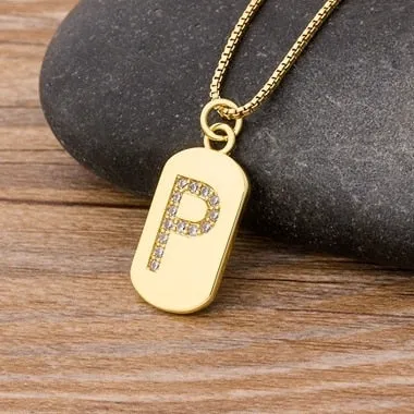 Trendy Initial Pendant Necklace with Initial A-Z Zircon in Gold Color