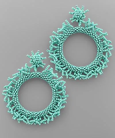 Turquoise Fringe Bead Hoop