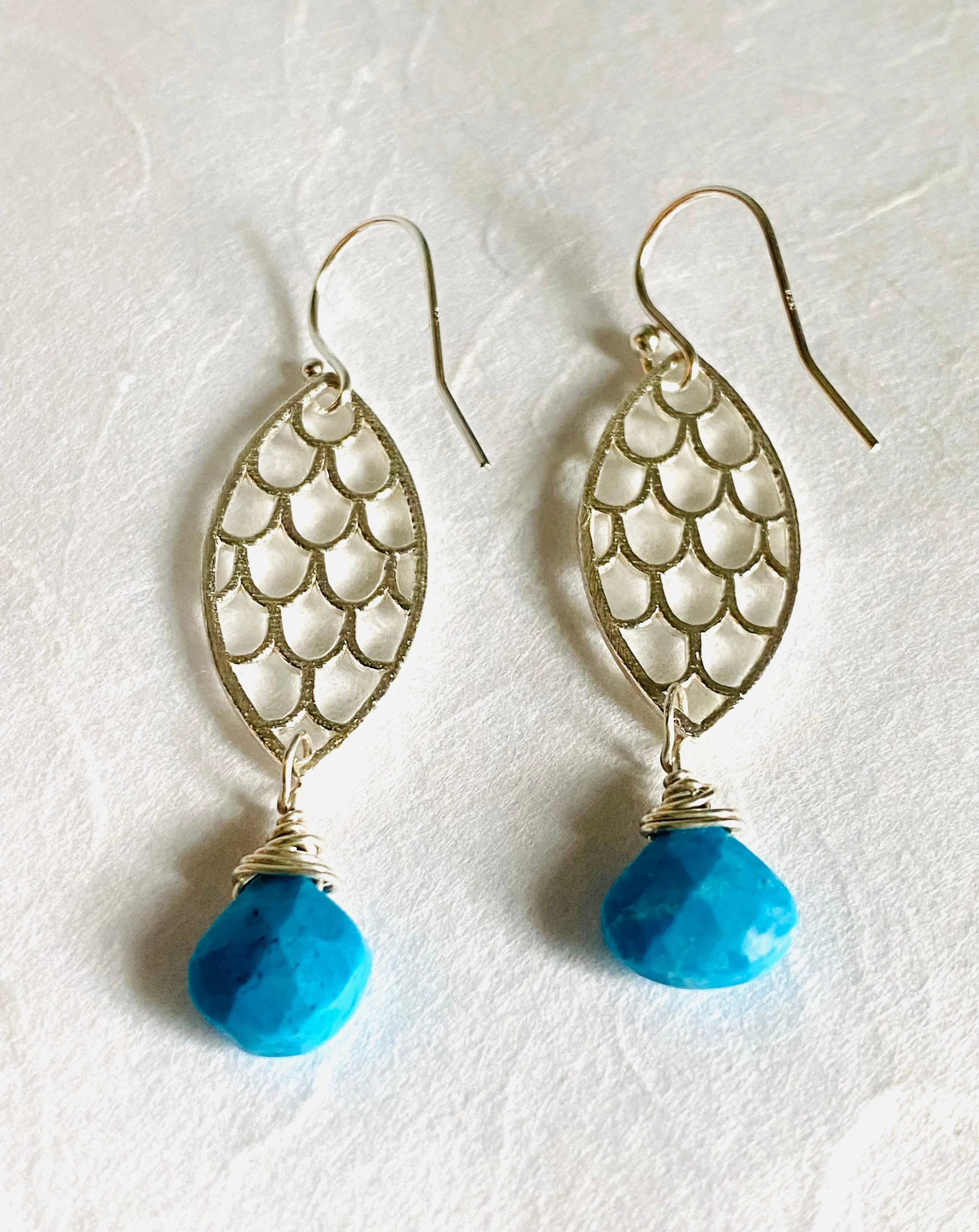 Turquoise Scale Marquise Earrings