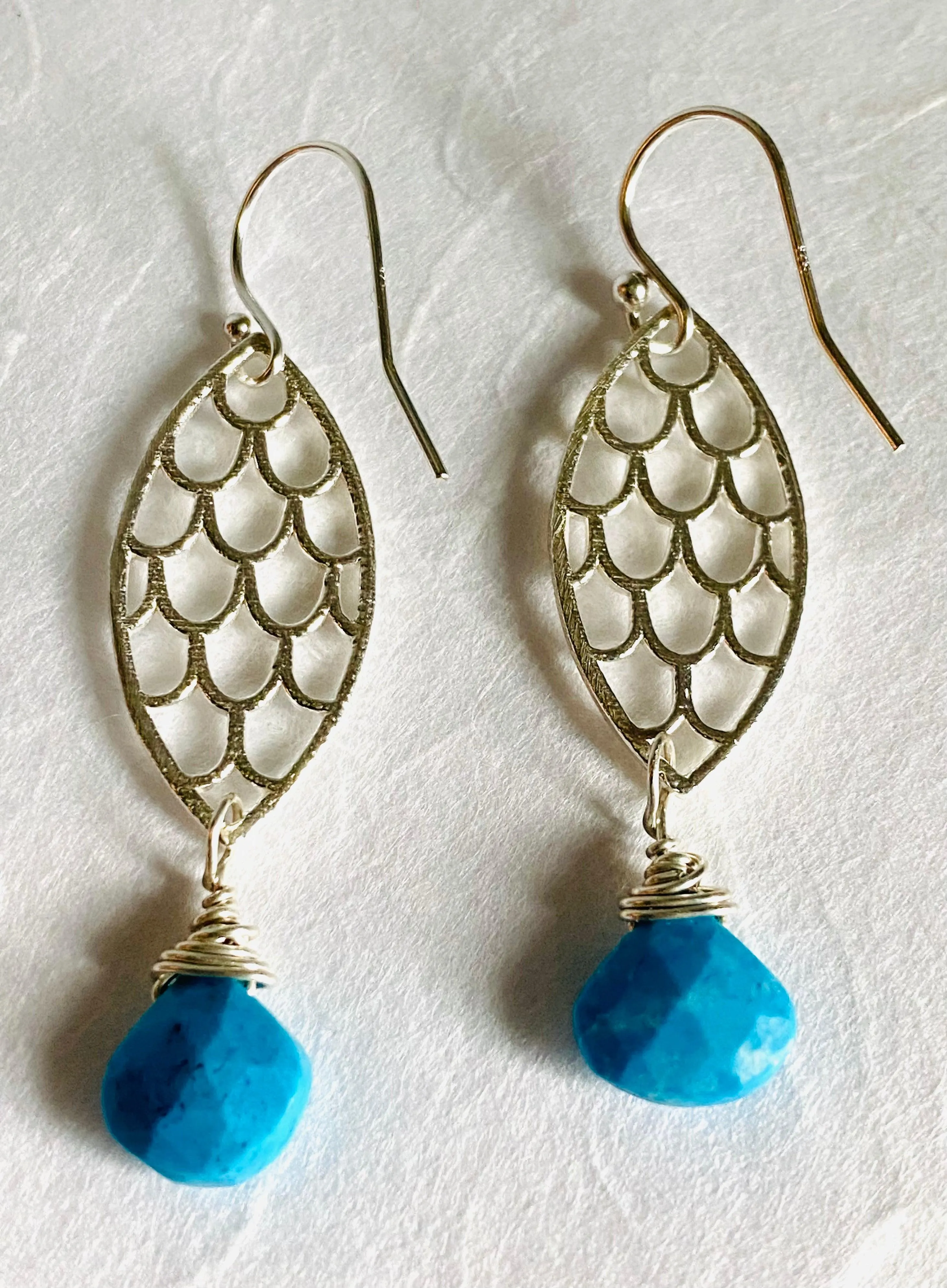 Turquoise Scale Marquise Earrings