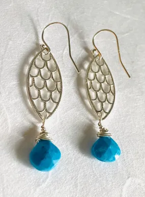 Turquoise Scale Marquise Earrings