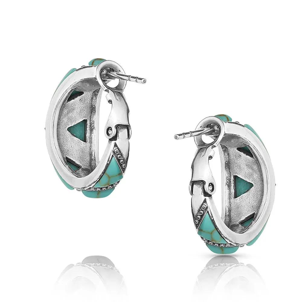 Turquoise Wedge Hoop Earrings