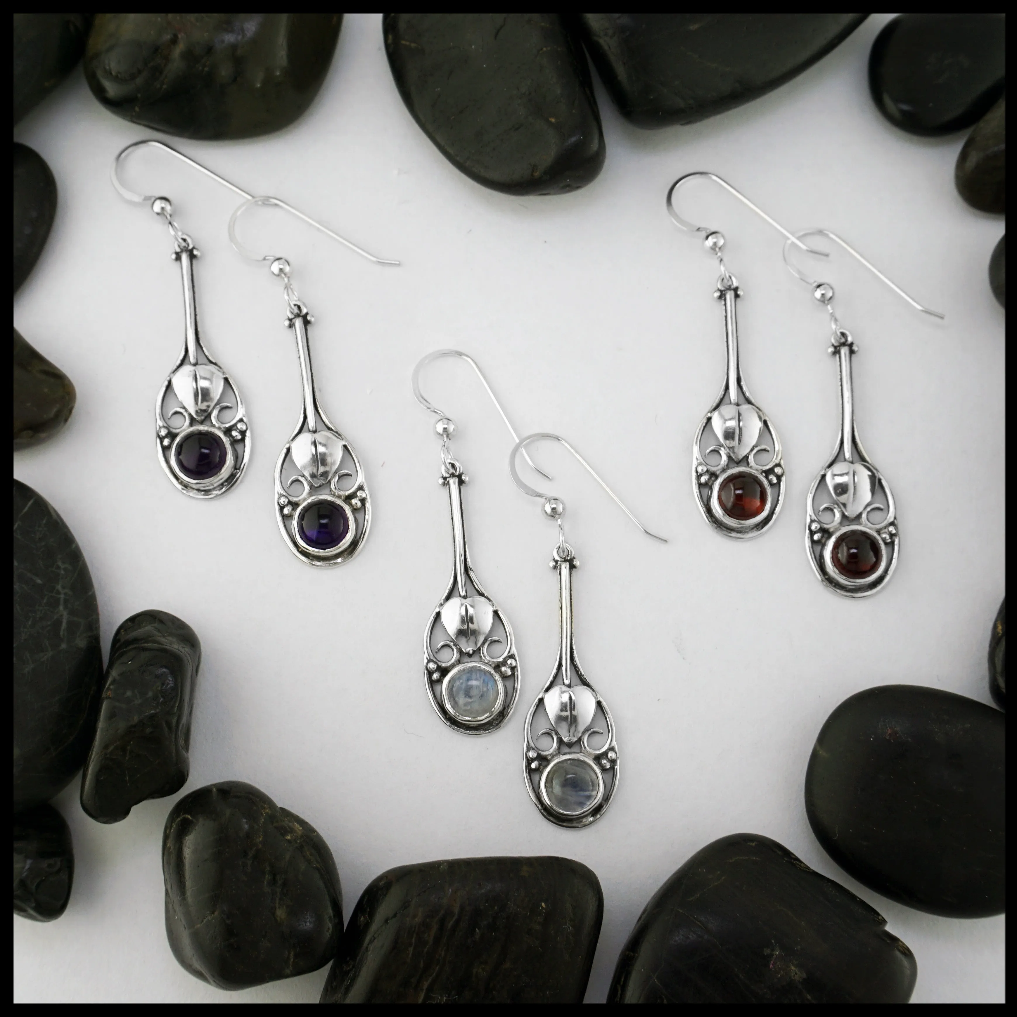 Unique Drop Earrings with Gemstones