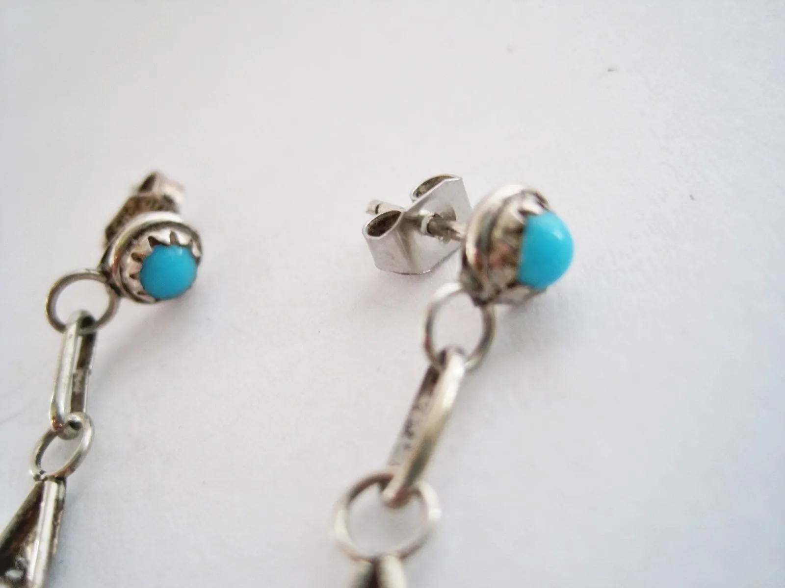 Vintage Native American Sterling Silver and Turquoise Dangle Earrings