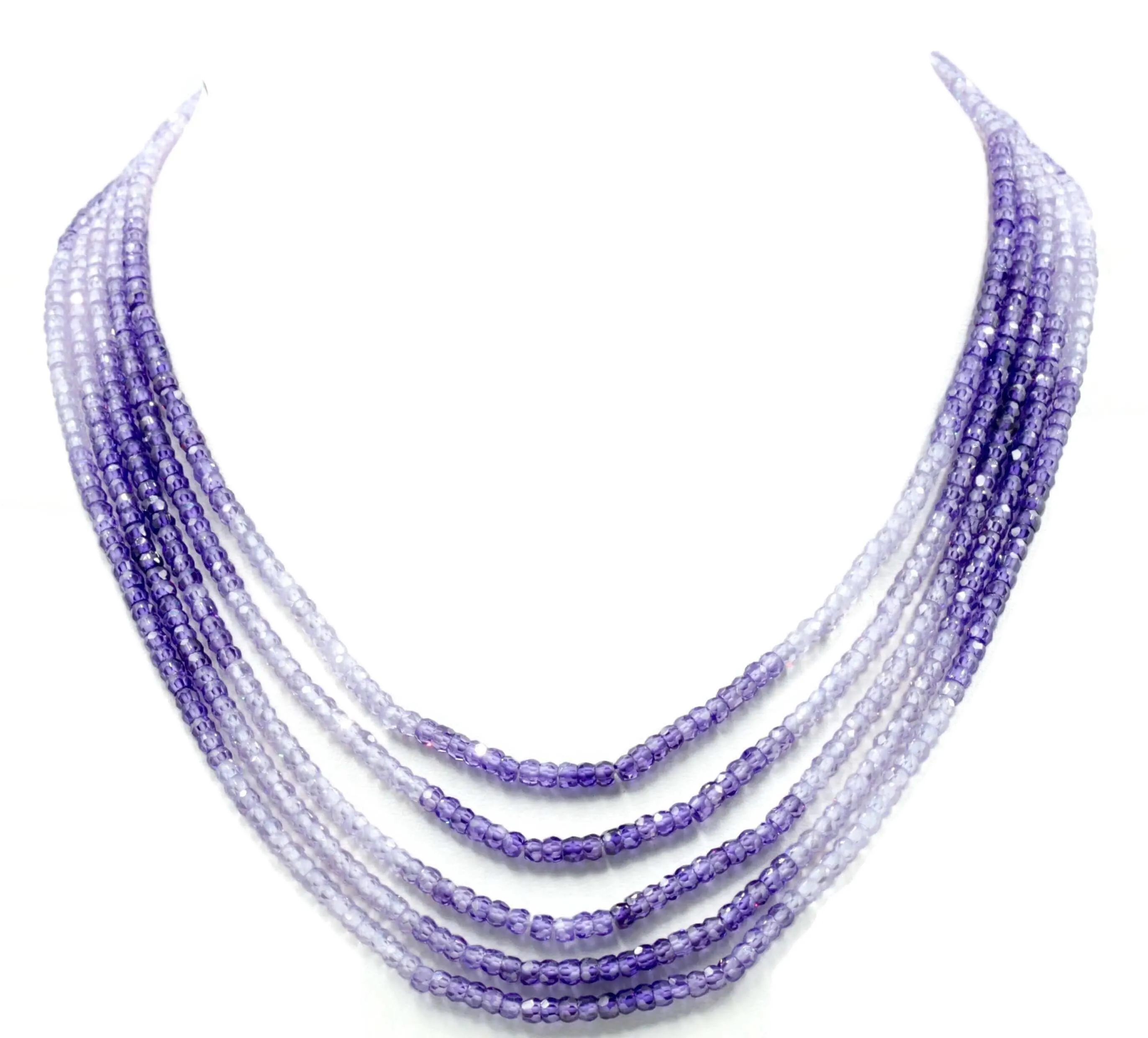 Violet Shaded CZ Necklace Necklace for Women Layered cz Necklace Beaded Multicolor Cz Necklace Indian Necklace SKU:113180