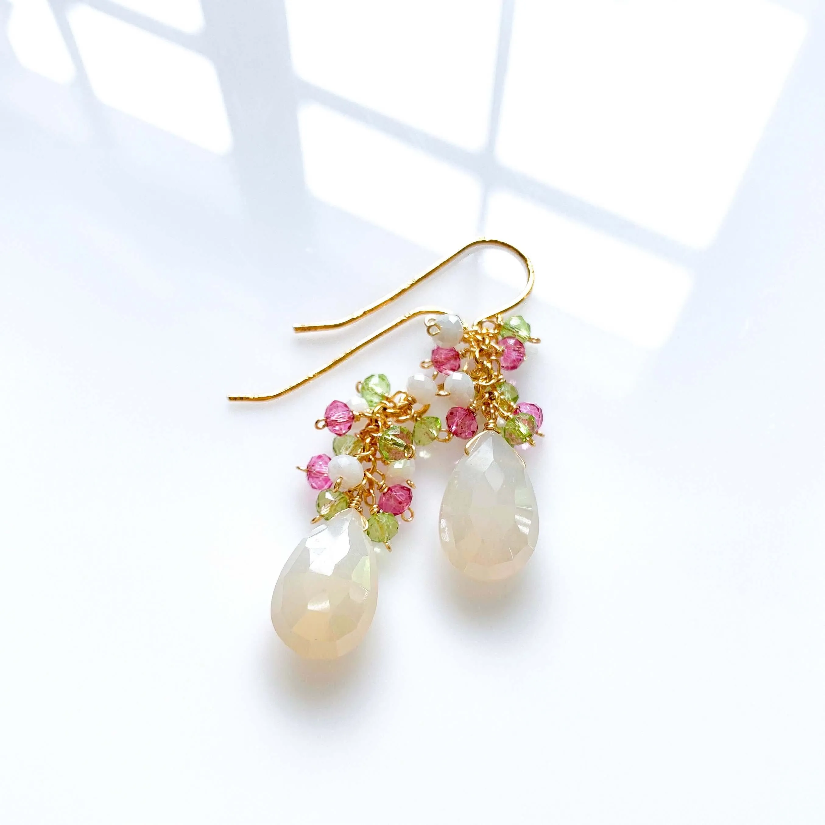 White Chalcedony Pastel Gemstone Earrings