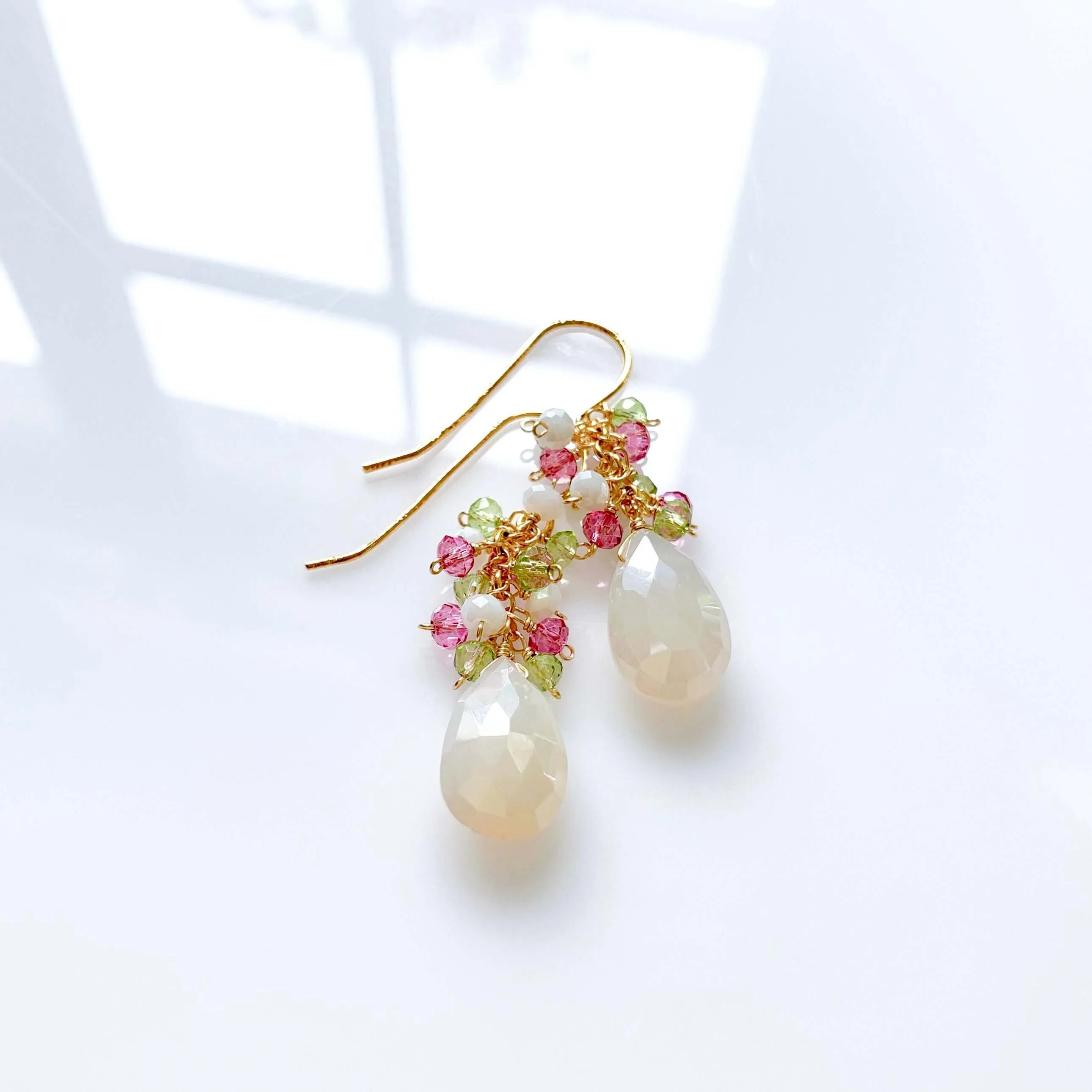 White Chalcedony Pastel Gemstone Earrings