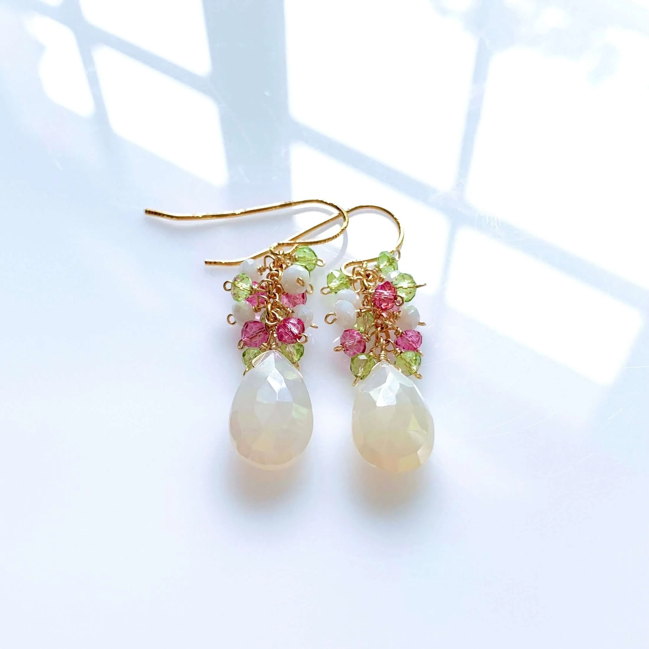 White Chalcedony Pastel Gemstone Earrings