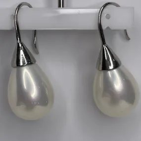 White Pearl And Silver Teardrop Earrings - Small - Jodi Maree Accessories