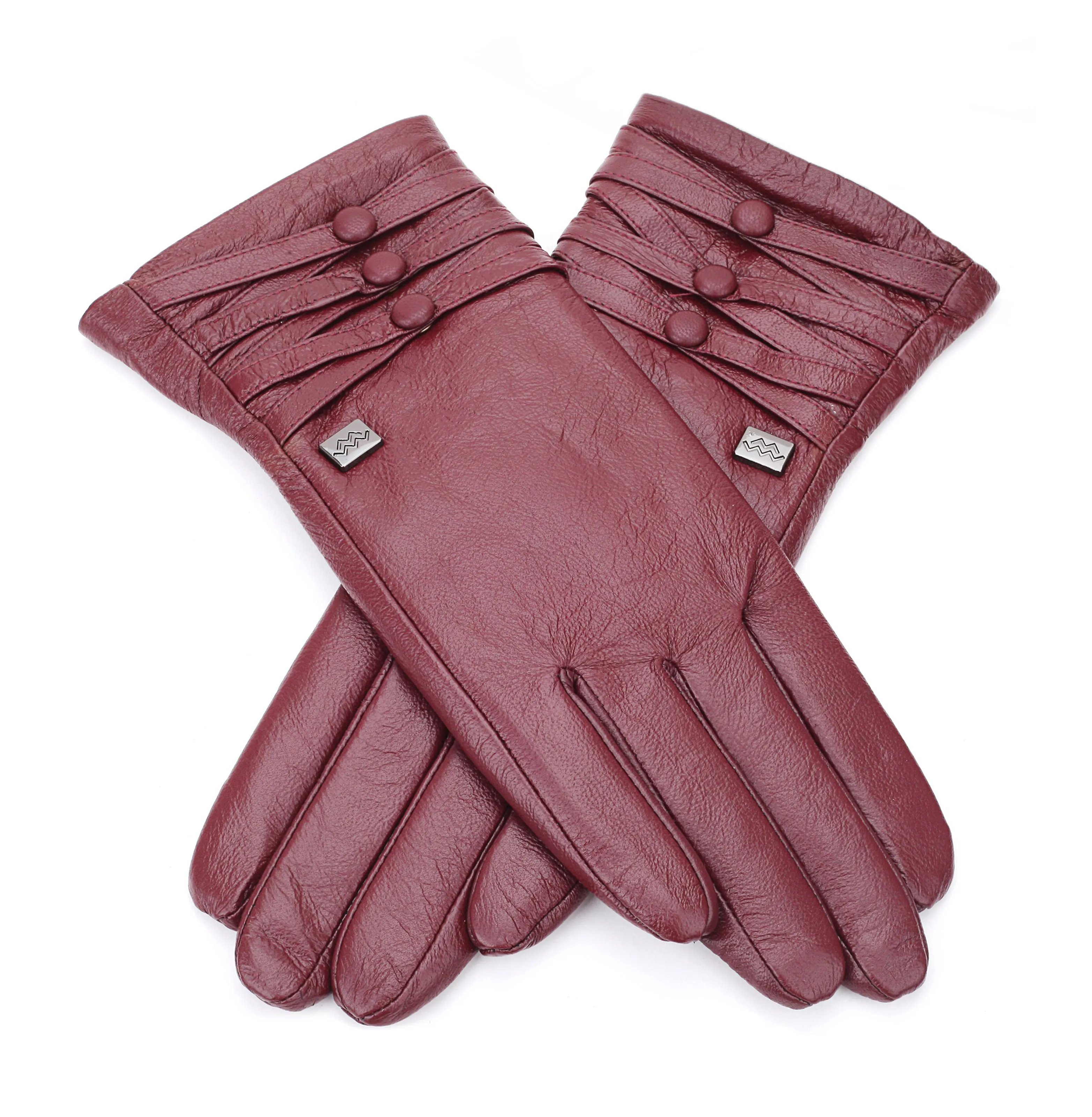 Women's Triple Beaded Touchscreen Sheepskin Gloves