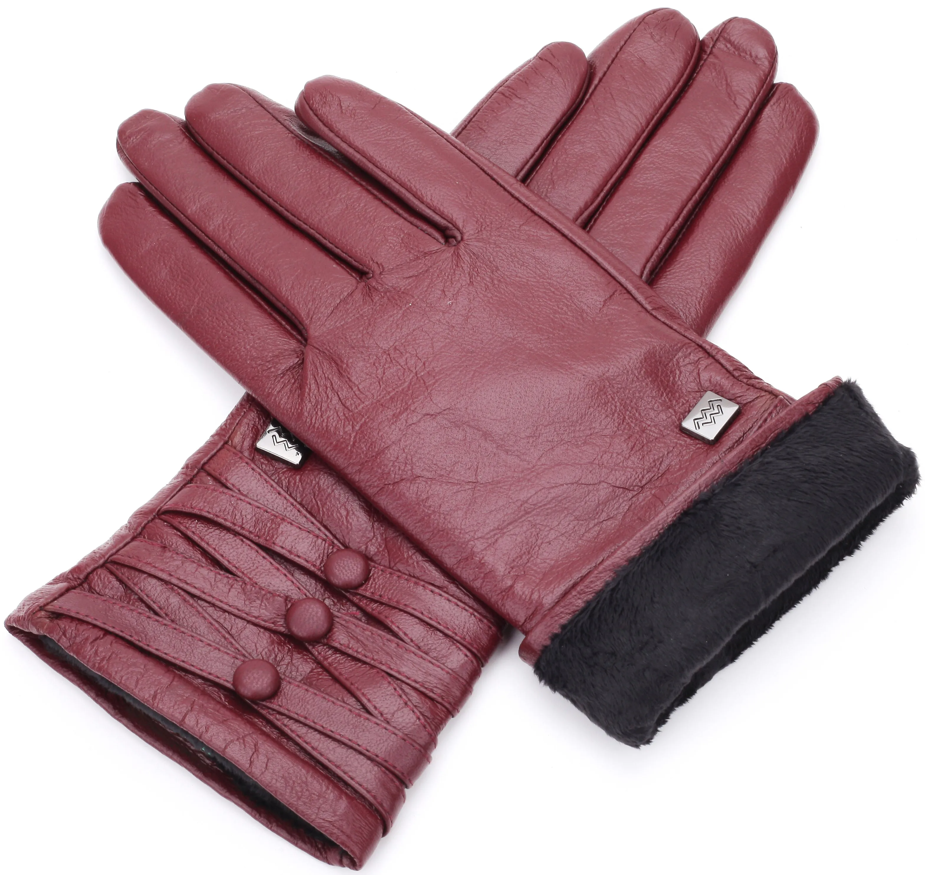 Women's Triple Beaded Touchscreen Sheepskin Gloves